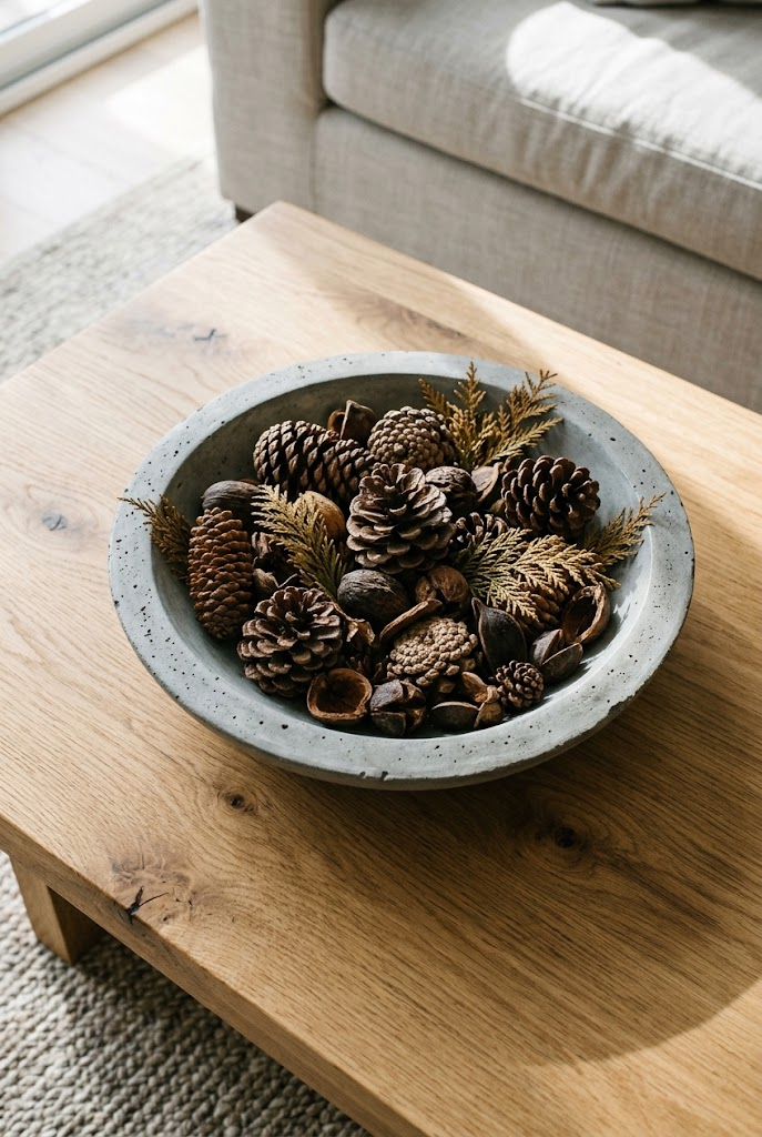 10. Bowl of Fresh Conifers and Pinecones