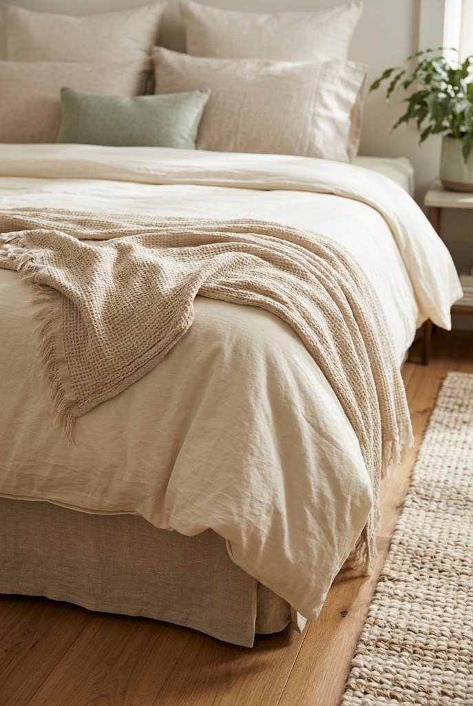 4. Style the Bed With a Lightweight Throw