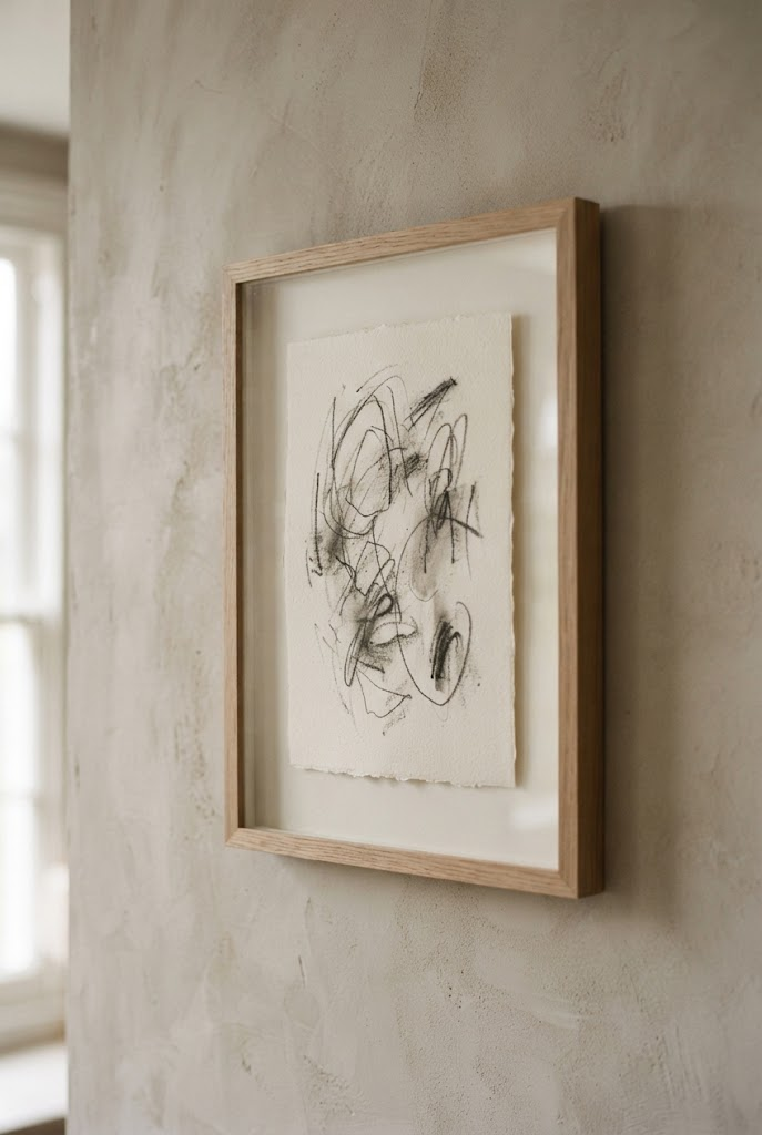 5. Hang Artworks at Eye Level in Simple Wooden Frames