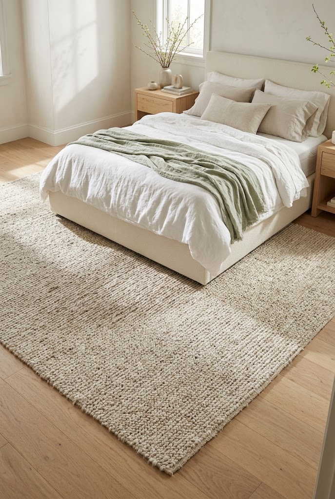 8. Layer a Textured Bedroom Rug